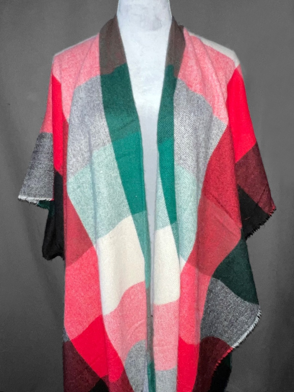 Red, Cream & Teal Oversized Wrap
